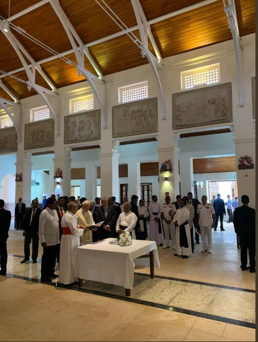 Prime Minister Narendra Modi who arrived in Sri Lanka on Sunday, visited St. Anthony's Shrine, Kochchikade, one of the sites of the Easter Sunday brutal bombings. / Image: Twitter