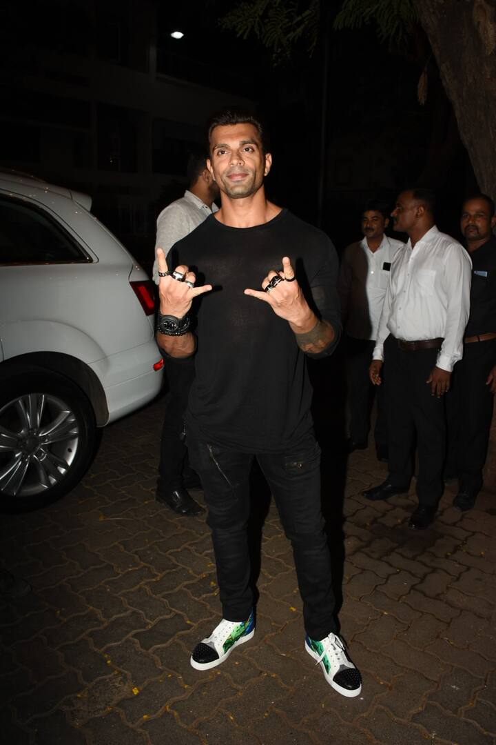 Karan Singh Grover, who is set to comeback on small-screen as new 'Mr. Bajaj' in Ekta's 'Kasautii...', looked dapper in black. (Photo: Manav Manglani)