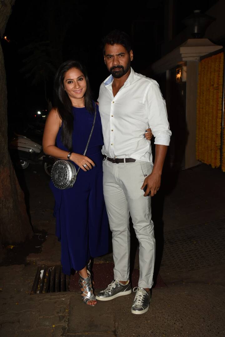 'Kumkum Bhagya' star Shabir Ahluwalia with actress-wife Kanchi Kaul at Ekta Kapoor's birthday bash. (Photo: Manav Manglani)