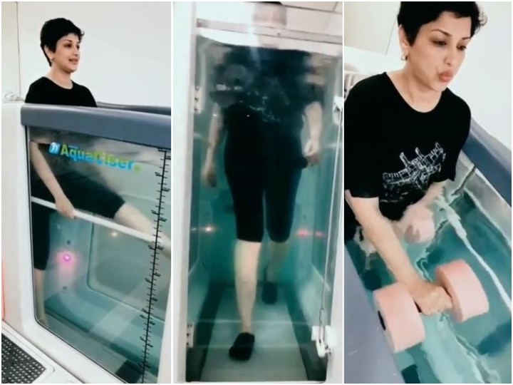 Sonali Bendre shares a video of her taking aqua therapy session after cancer treatment WATCH: After cancer treatment, Sonali Bendre takes aqua therapy session!