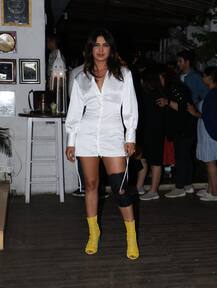 PHOTOS: Priyanka Chopra STUNS in silver minidress at the WRAP-UP BASH of \'The Sky Is Pink\' but her knee injury has left fans WORRIED!