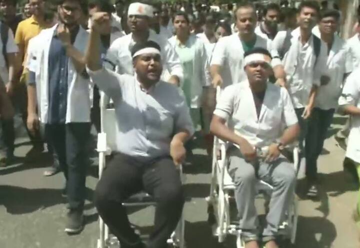 They were holding protest over violence against doctors in West Bengal. ANI IMAGE