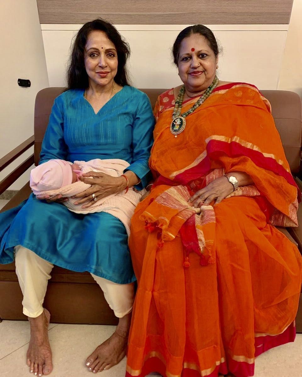 UNSEEN PICS: Esha Deol's newborn daughter Miraya Takhtani in grand mom Hema Malini's arms!