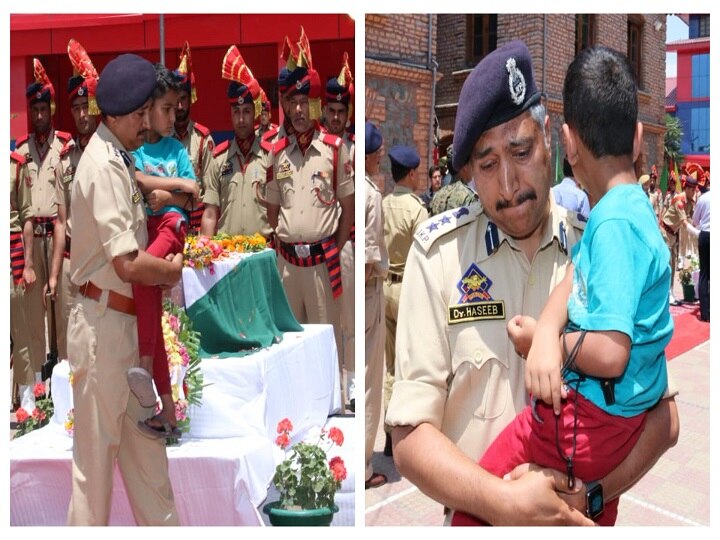 Heartbreaking! Senior police officer breaks down carrying son of martyred inspector Heartbreaking! Senior police officer breaks down carrying son of martyred inspector