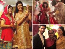 UNSEEN PICS: Sushmita Sen looks stunning in a gold saree at Rajeev Sen & Charu Asopa’s wedding