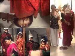 WATCH: Newlywed TV actress Charu Asopa's 'griha pravesh' by Sushmita Sen's family in a traditional Bengali rituals!