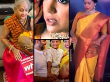 PICS: Pregnant Sameera Reddy goes traditional for her \'Godh Bharai\', wears a kanchivaram silk saree for baby shower!