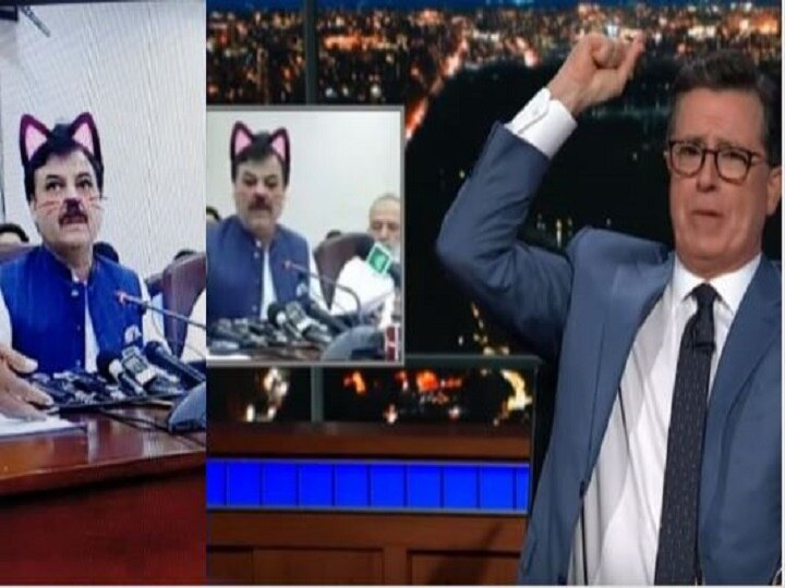 Pakistani minister's live-stream with 'cat filter' still talk of the town; gets discussed in Stephen Colbert show Pakistani minister's live-stream with 'cat filter' still talk of the town; gets discussed in Stephen Colbert show