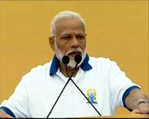 PICTURES: On International Day of Yoga, PM Modi Performs Yoga At Prabhat Tara Ground In Ranchi