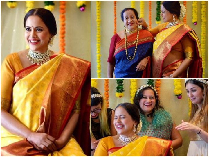 Pregnant Sameera Reddy shares ADORABLE PICS & VIDEOS from her baby shower ceremony, Race actress GLOWS in yellow saree in Godh Bharai Pregnant Sameera Reddy shares ADORABLE pics & videos from her baby shower & they will warm your hearts