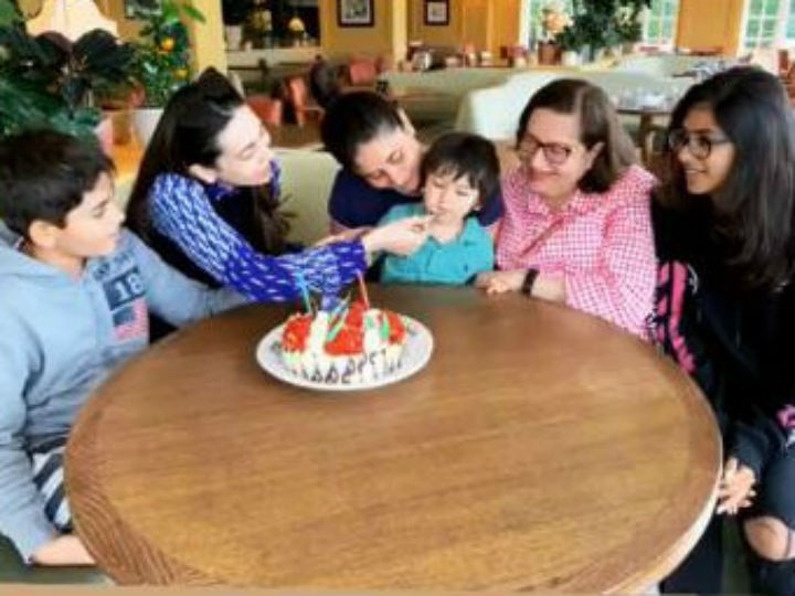 Karisma Kapoor feeds cake to baby Taimur as she celebrates her 45th birthday with family in London!  Karisma Kapoor feeds cake to baby Taimur as she celebrates her 45th birthday with family in London!