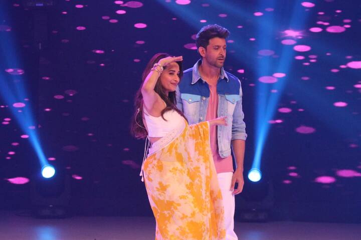 Earlier seen during 'Jhalak Dikhhla Jaa 6 Finale' together, the 'Dhak Dhak' girl yet again teams up with the ace dancer of Bollywood as the actor promotes his upcoming film 'Super 30'