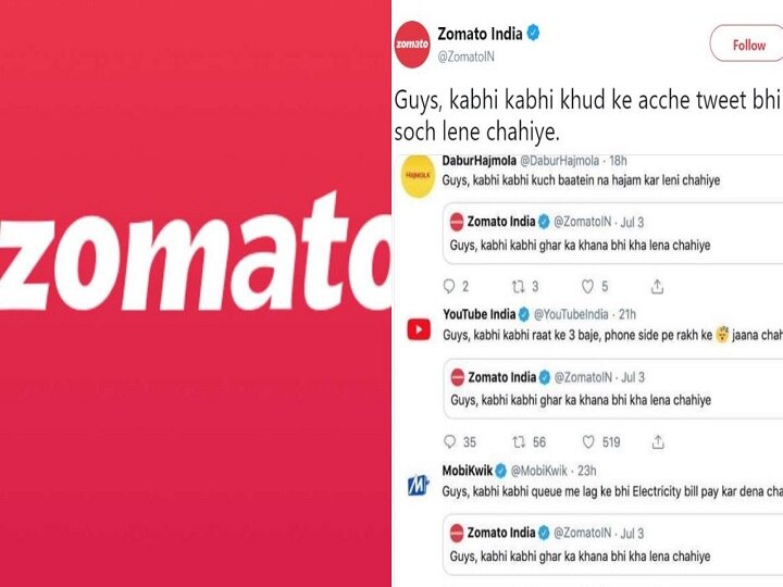 Zomato Takes Witty Jibe At Brands Following Viral Trend Started By Its 'Ghar Ka Khana' Tweet Zomato Takes Witty Jibe At Brands Following Viral Trend Started By Its 'Ghar Ka Khana' Tweet