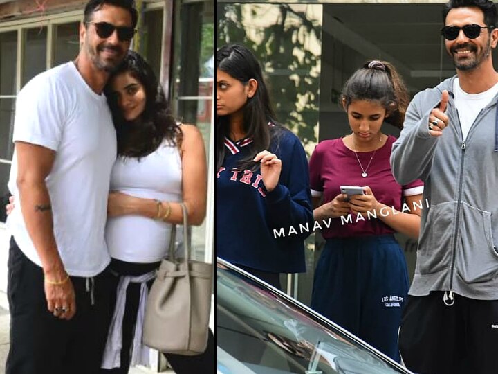 New Daddy of a baby boy, Arjun Rampal poses at the hospital with his daughters post birth of his son! Post His baby Boy's Arrival, Arjun Rampal Poses At The Hospital With His Two Daughters Mahikaa & Myra!