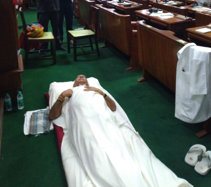 Karnataka Crisis: Yeddyurappa, Other BJP MLAs Stage Protest Sleep In Assembly; See Pics