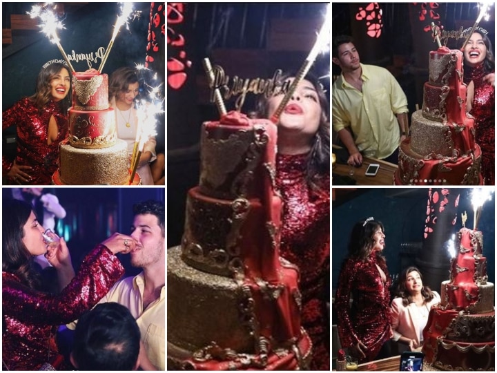 Priyanka Chopra Celebrates 37th Birthday With Nick Jonas, Parineeti Chopra in Maimi  IN PICS: Priyanka Chopra Cuts Massive, Five-Tier RED & GOLD Birthday Cake As She Celebrates With Hubby Nick Jonas & Sister Parineeti in Maimi!