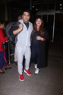 PHOTOS: Kapil Sharma\'s Wife Ginni Chatrath FLAUNTS BABY BUMP & PREGNANCY GLOW At The Airport As The Couple Leave For Their Baby-moon!