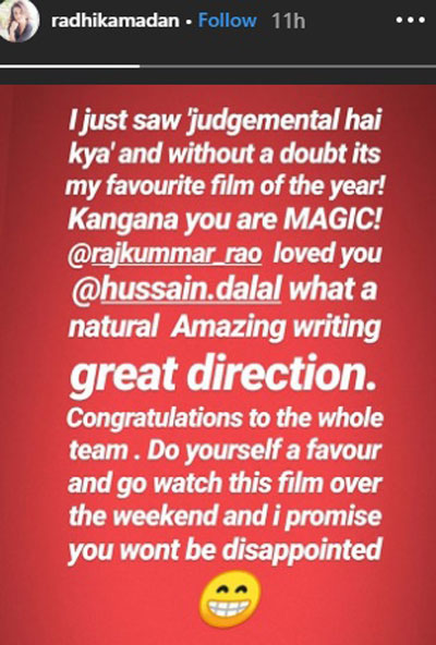 Judgementall Hai Kya' Celeb Review: Kangana & Rajkummar's Film Receives A Thumbs Up From Bollywood!