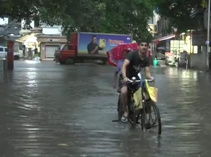 Streets waterlogged following heavy rain in the city; visuals from Sion. (ANI)