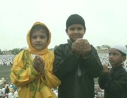 Madhya Pradesh: Children offer namaz at Idgah masjid in Bhopal on Eid-Al-Adha