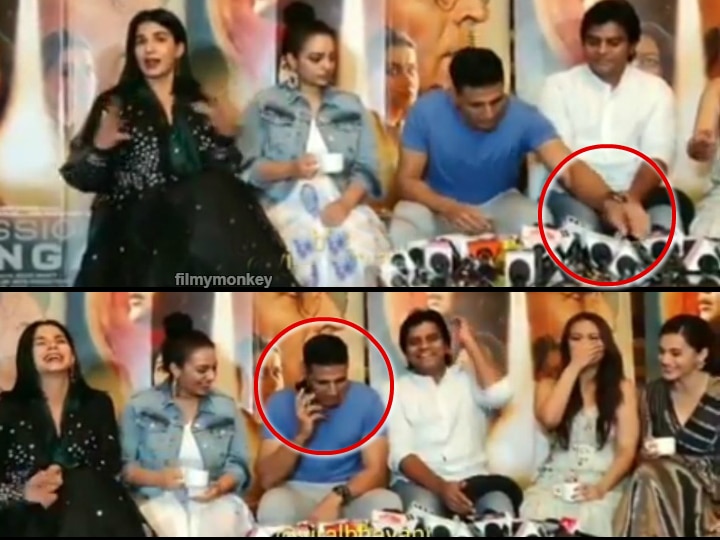 When Akshay Kumar answered a reporter's mobile phone in the middle of the 'Mission Mangal' press conference, watch video! Akshay Kumar Answers A Reporter's Mobile Phone In The Middle Of The 'Mission Mangal' Press Conference, Leaving Everyone In Splits!