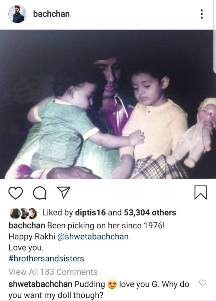 Another throwback he shared with Shweta and you can't miss their Instagram interaction over this one...