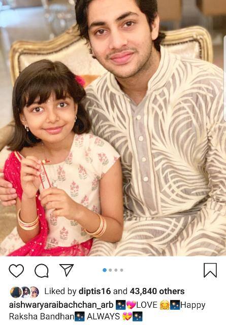 Aishwarya then shared another set of pictures with Aaradhya and Agastya's Raksha Bandhan celebration.