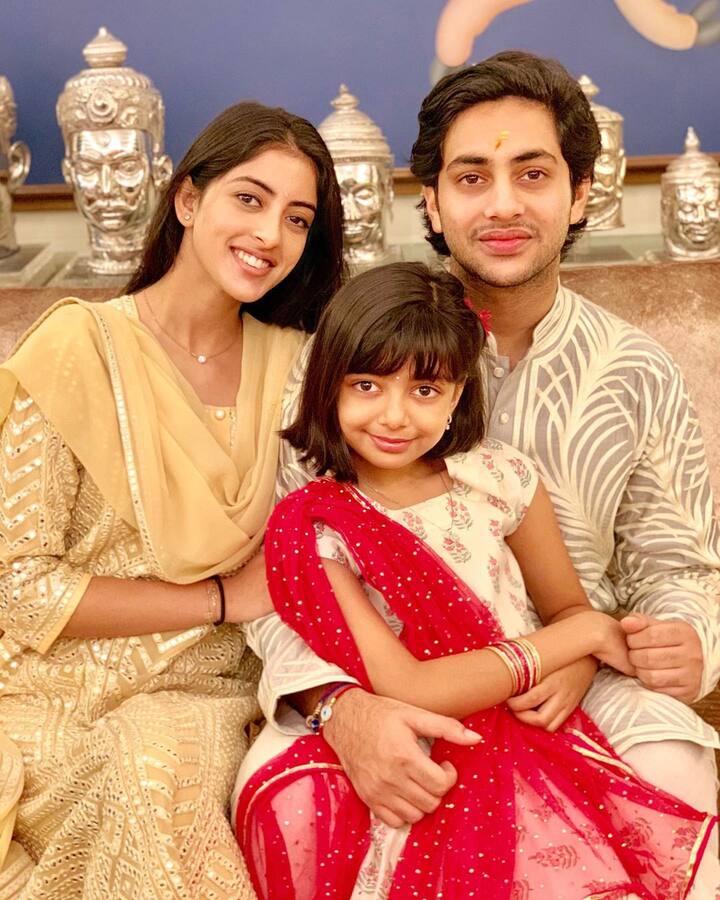 Aaradhya with her Bua Shweta's son and daughter Agastya and Navya