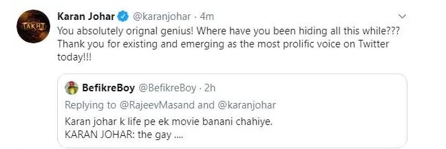 Karan Johar Gives WITTY Reply To Troll For Joking About His Sexuality