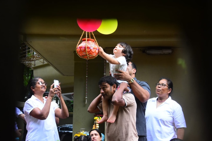 Taimur, who recently returned to India from England, celebrated the festival of Janmashtami for the very first time.