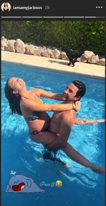 PICS: Pregnant Amy Jackson Chills In Pool With Fiancé, Flaunts Her Baby Bump