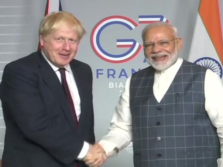 G7 Summit 2019: PM Modi Meets UK Counterpart Boris Johnson in France, Agree To Further Cement India-UK Bilateral Ties G7 Summit 2019: PM Modi Meets Boris Johnson, Agree To Further Cement India-UK Bilateral Ties