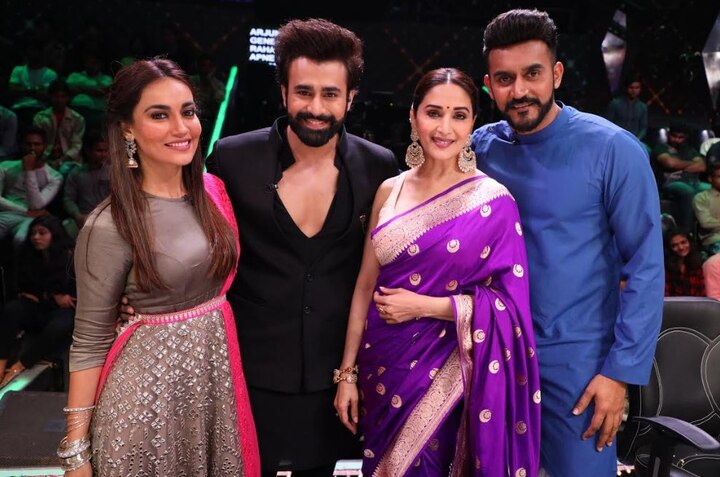 It was a reunion for ‘BeHir’ aka Bela (Surbhi Jyoti) and Mahir (Pearl V Puri) on the sets of ‘Dance Deewane 2’. The two ‘Naagin 3’ stars posed with the show’s judges Madhuri Dixit and Shashank Khaitan.