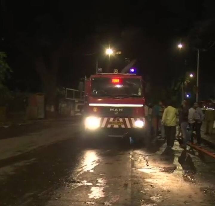 Mumbai fire brigade department chief P S Rahangdale said the fire is confined to the ground floor of the structure where timber of different types have been stocked in an area of about 100 x 200 feet. (ANI)