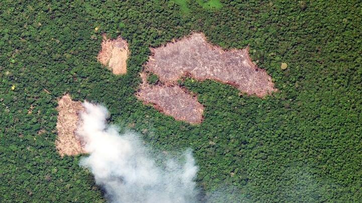This handout picture collected by a satellite of © 2019 Planet Labs, Inc on August 20, 2019 of a wildfire in Ucayali, Peru, in the Amazon rainforest. - Brazilian President Jair Bolsonaro supported on August 28, 2019 Peru and Colombia's proposal of an emergency Amazon summit for countries in the region in order to coordinate a strategy to protect the vast rainforest currently blighted by numerous fires. (Photo by Handout / © 2019 Planet Labs, Inc / AFP)