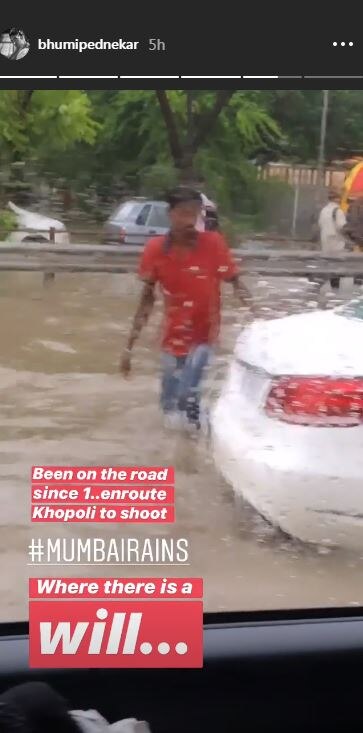 Mumbai Rains: Bhumi Pednekar Gets Stuck On Flooded Road, Shares Clip!