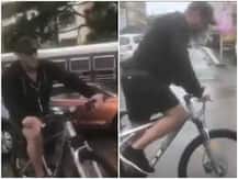 WATCH: Salman Khan Rides A Cycle In Mumbai Rains To Reach Dabangg 3 Set