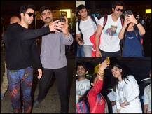 SPOTTED: Ananya Panday, Kartik Aaryan & Varun Dhawan Take Selfie With Their Fans At Airport (See PICS)