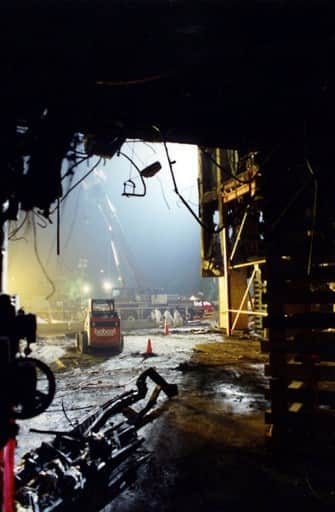 This image by the Federal Bureau of Investigation (FBI) newly released on March 31, 2017, shows the interior of the Pentagon after the crash of American Airlines Flight 77 on September 11, 2001. (Photo by HO / FBI / AFP)