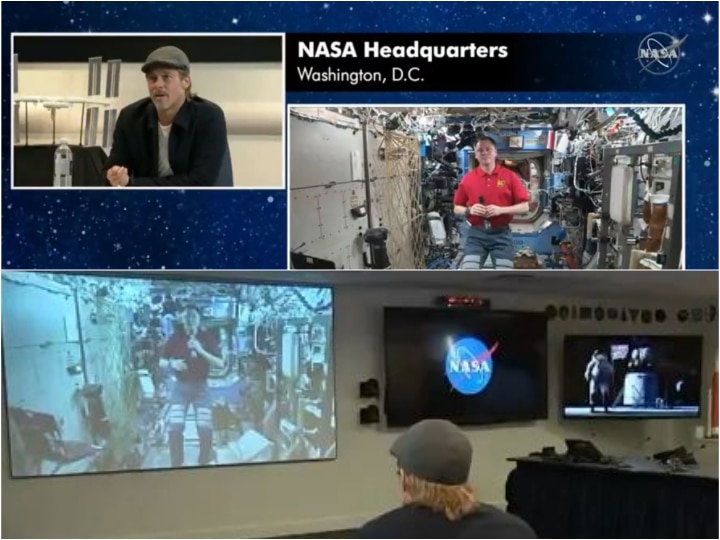Brad Pitt Asks NASA Astronaut If He Spotted Chandrayaan 2 Vikram Lander; Watch Inside! In Video Call To NASA Astronaut Hollywood Superstar Brad Pitt Asks If He Spotted Chandrayaan 2; Watch Inside!