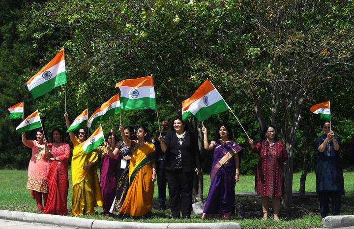 People from the Indian community gathered outside the Post Oak Hotel, where Modi is staying before 'Howdy Modi' event. Ecstatic about the atmosphere and the mega event, people were seen carrying Indian and American flags to welcome Prime Minister Narendra Modi in the city./ Image tweeted by PMO