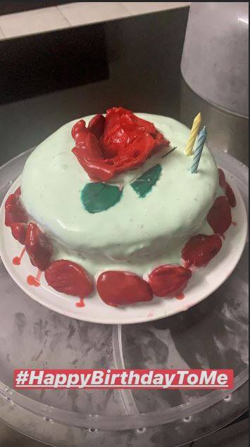 Here's another special cake. The gorgeous diva was elated to be welcomed with a surprise after a long day of work. 