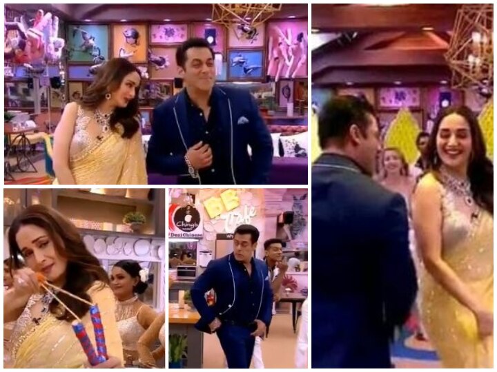 Bigg Boss 13: Salman Khan-Madhuri Dixit Hum Aapke Hain Kaun In Bigg Boss House! WATCH: Ahead Of Bigg Boss 13 Launch Host Salman Khan & Madhuri Dixit Recreate Famous 'Hum Aapke Hain Kaun' Scenes Inside Bigg Boss House!