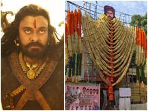 PIC: Fans Garland Cut-Out Of Chiranjeevi As \'Sye Raa Narasimha Reddy\' Releases Today!