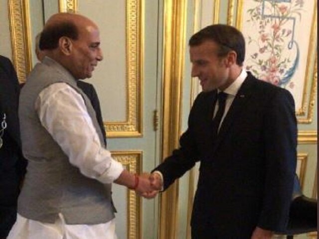 Rajnath Singh Calls Upon French President Emmanuel Macron; To Receive First Rafale Jet Today Rajnath To Meet French Prez Before Receiving First Rafale Jet Tomorrow; To Perform Shastra Puja