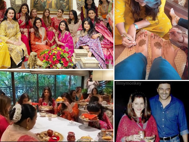 Karwa Chauth 2019: Anil Kapoor's wife Sunita performs puja with girl gang Shilpa Shetty Kundra, Maheep, Neelam, Raveena Tandon & others! Pics-Video inside! Karwa Chauth 2019: Pics-Video inside! B'wood actresses Shilpa Shetty Kundra, Neelam, Raveena Tandon, Padmini Kolhapure Perform Puja At Anil Kapoor's House
