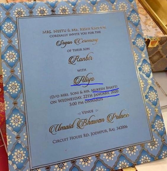 Sorry Folks! Ranbir Kapoor & Alia Bhatt's Wedding Invitation Card Is Fake