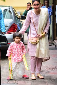 PICS: Taimur Ali Khan Celebrates Diwali With Crackers, Poses With Kareena, Karisma & Babita At Maasi’s Office