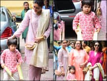 PICS: Taimur Ali Khan Celebrates Diwali With Crackers, Poses With Kareena, Karisma & Babita At Maasi’s Office