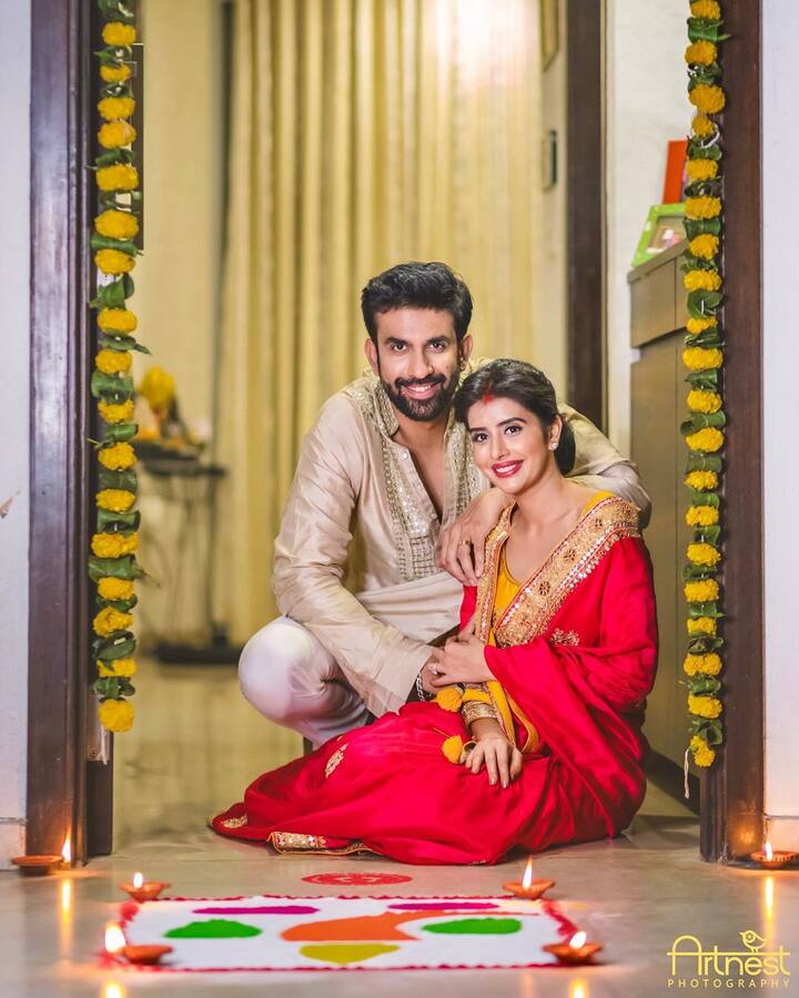 Rajeev and Charu, who took nuptial vows in June 2019, shared several pictures from their Diwali celebrations.